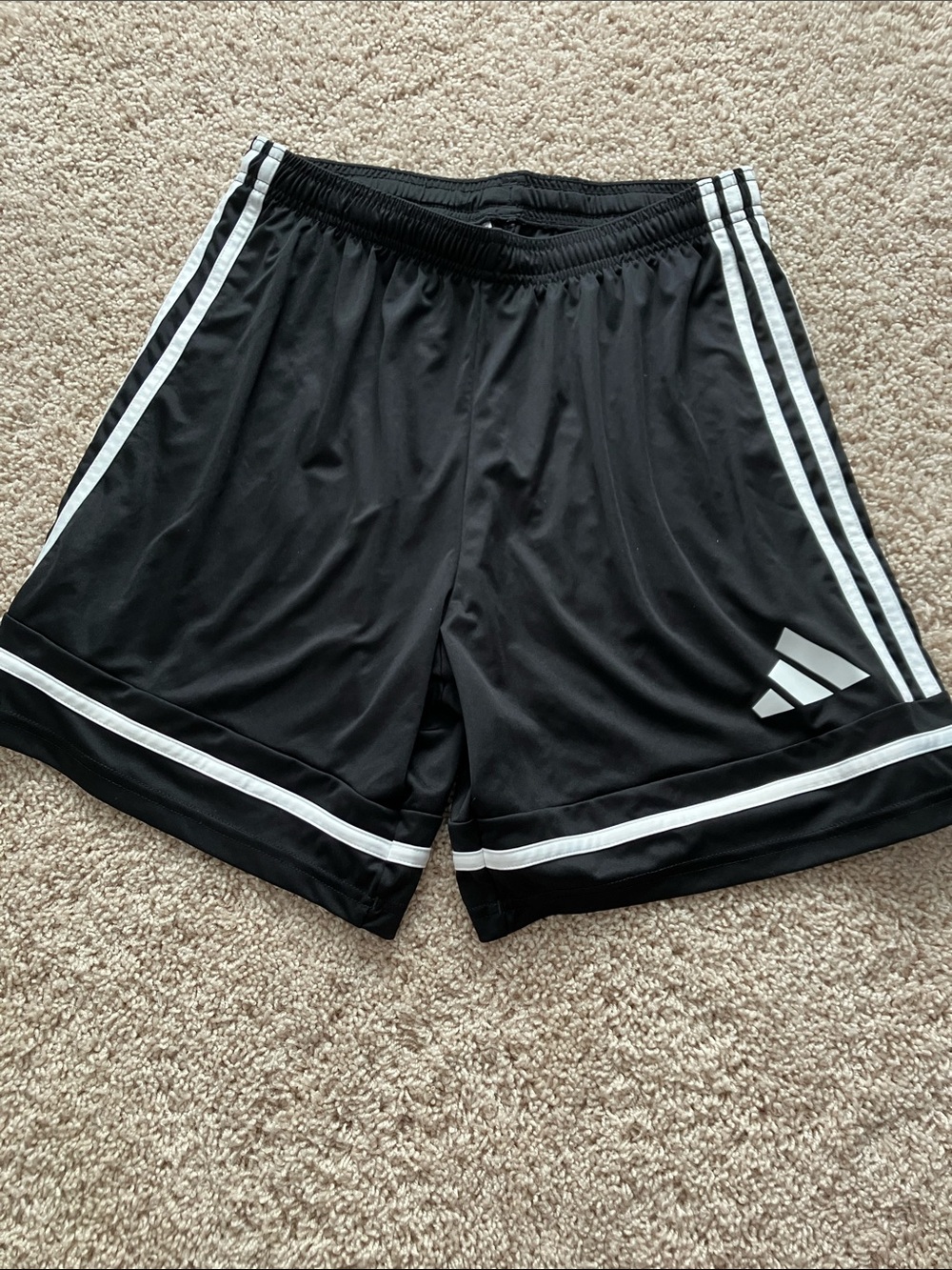 adidas Black Athletic Shorts with White Stripes